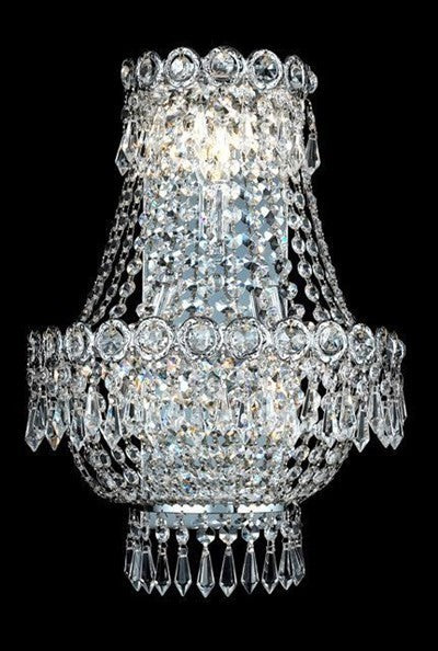 Elegant Century Wall Sconce, Chrome Finish With Royal Cut Crystal