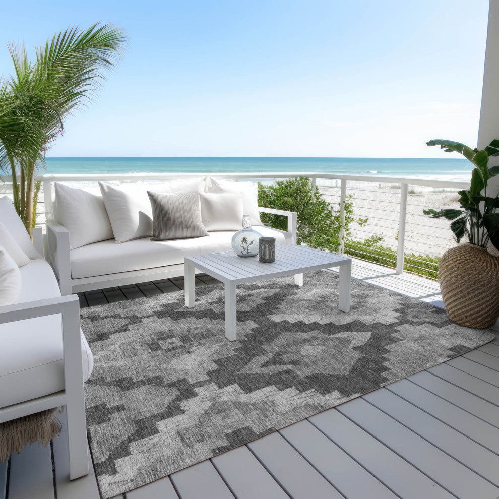 Machine Washable Indoor/Outdoor Chantille ACN1894 Gray 3' x 5' Rug