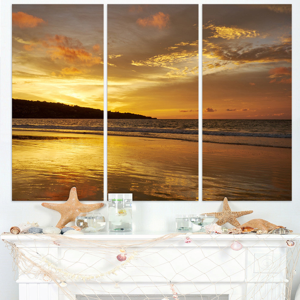 "Amazing Beach With Beautiful Breaking Waves" Metal Wall Art, 3 Panels, 36"x28"