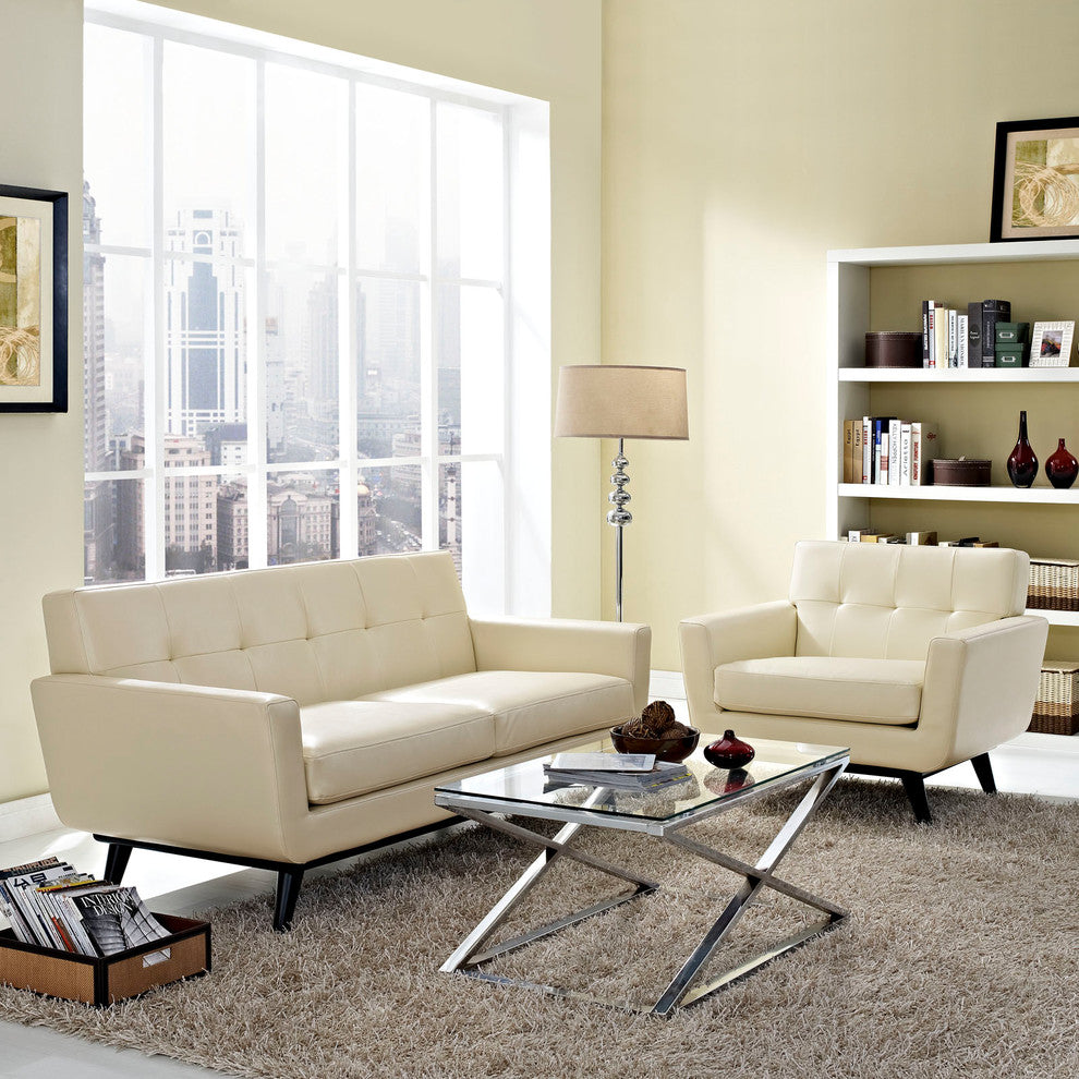 Modern Beige Engage 2 Piece Leather Living Room Set