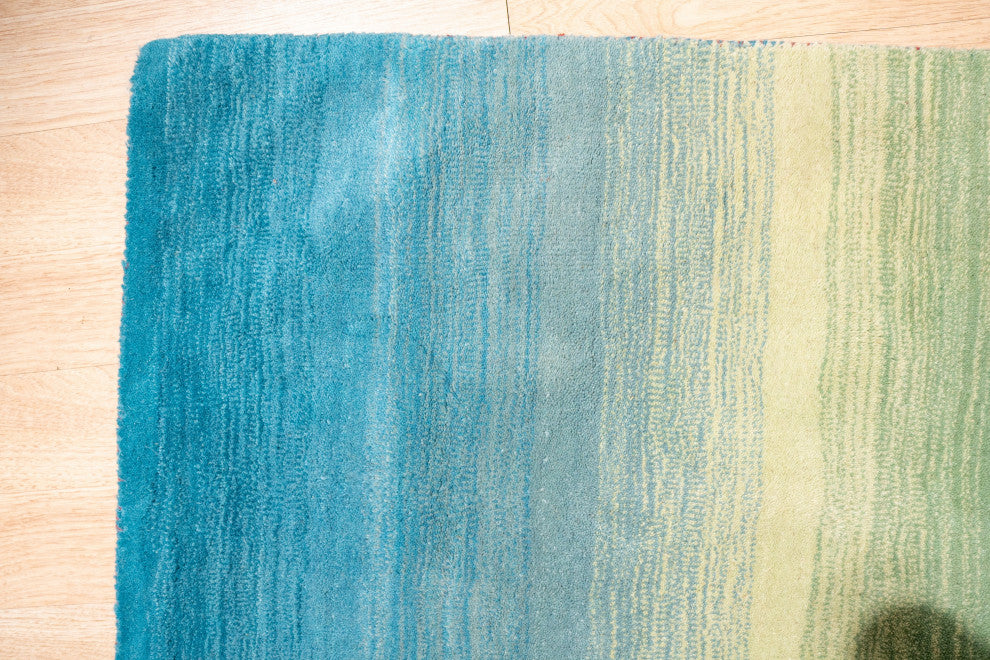 Hand-Tufted Wool Multicolor Contemporary Stripe Rainbow Rug, 5' X 8'