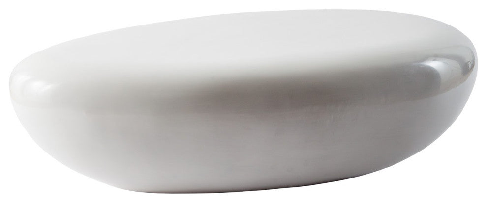River Stone Cocktail Table Gel Coat, White, Large