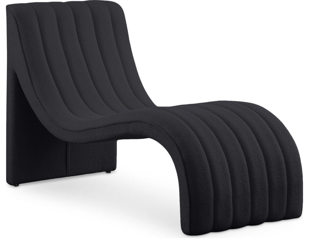 Orian Teddy Fabric Upholstered Chaise, Black