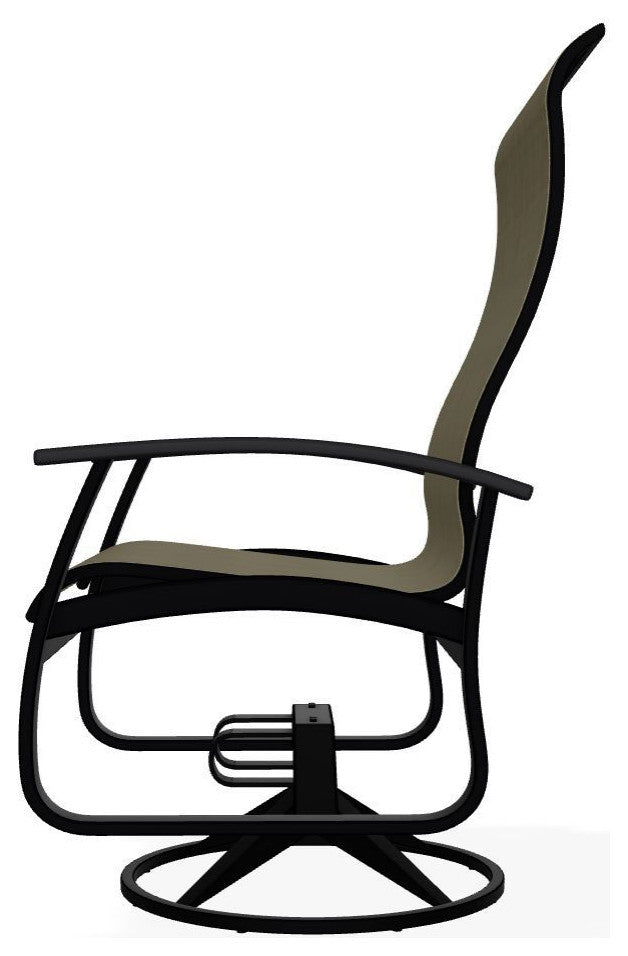 Belle Isle Sling Outdoor Swivel Rocker, Elevation Stone/Black