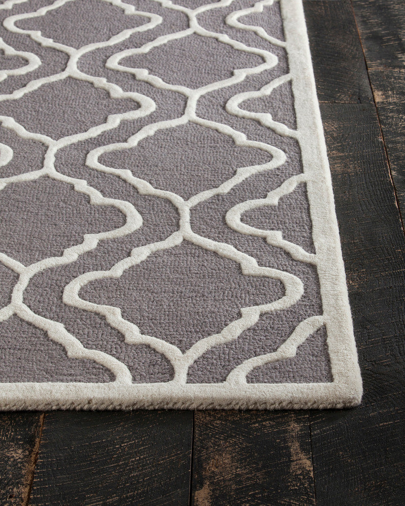 Davin Contemporary Area Rug, Gray and Cream, 7'x10'