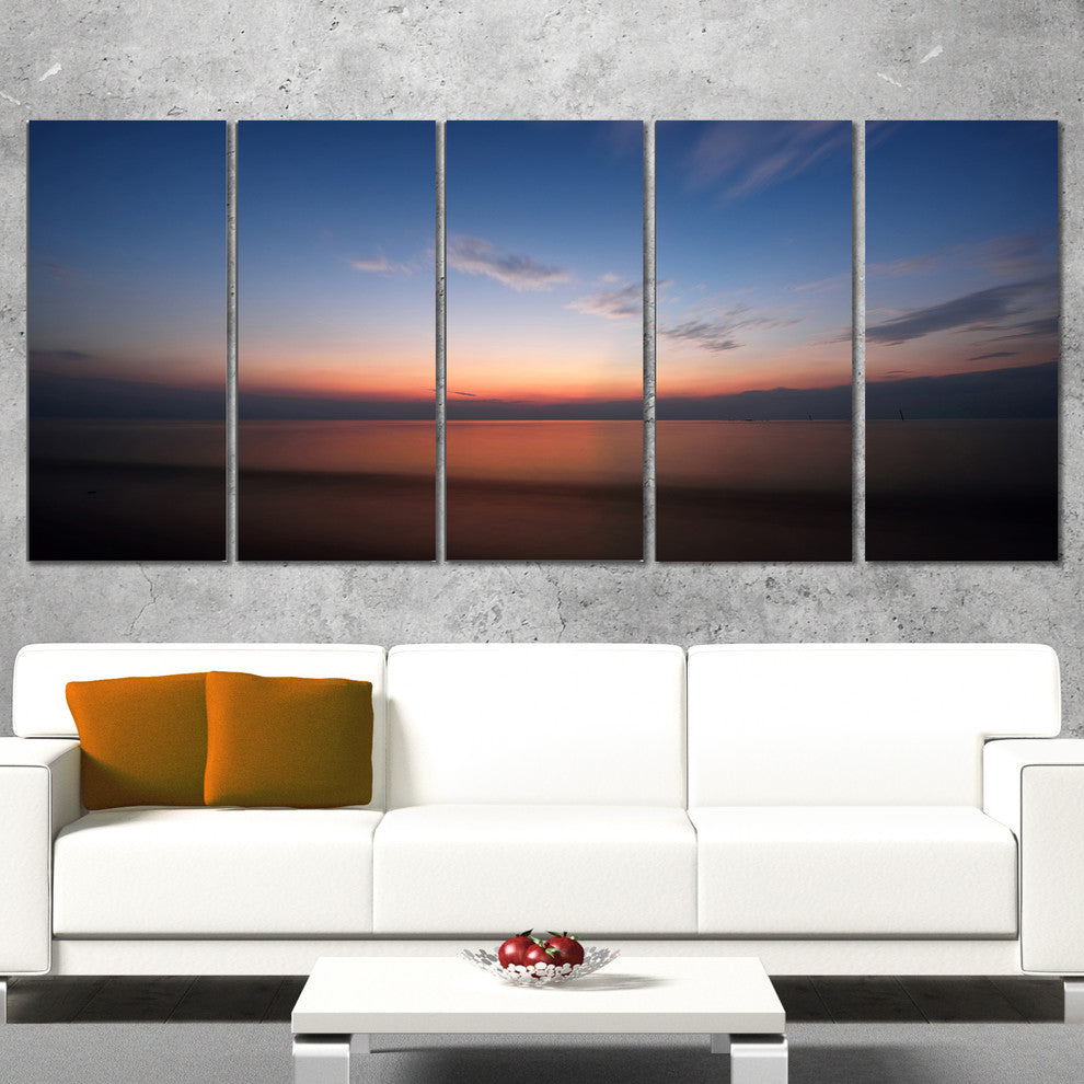 "Ko Samui Sea Sunrise Panorama" Oversized Beach Wall Art, 5 Panels, 60"x28"