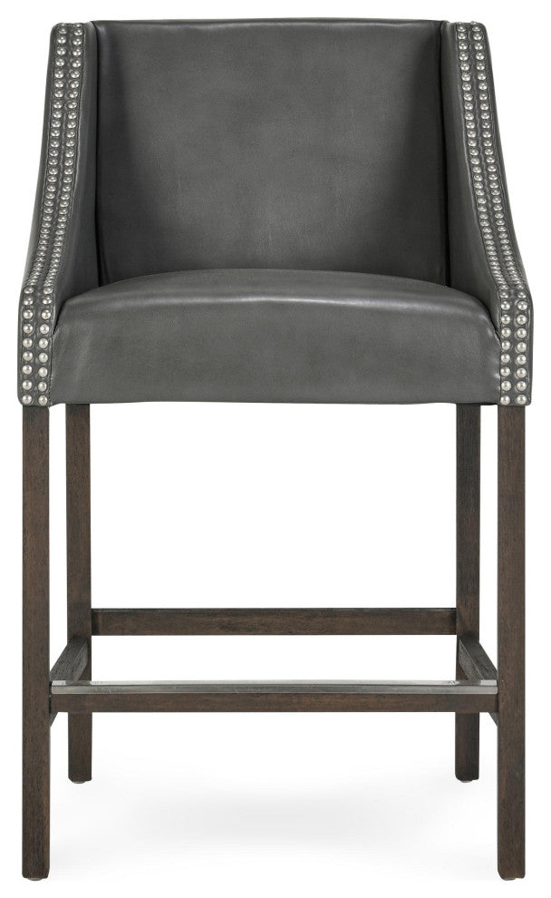 Castaic Stool by Kosas Home, Charcoal Gray, Counter Height