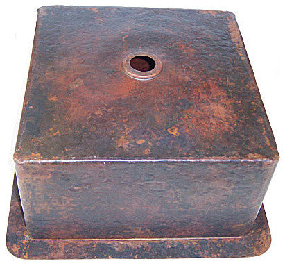 Squared Undermount Hammered Bathroom Copper Sink III