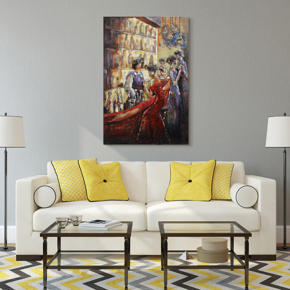 "Tavern" Primo Mixed Media Hand Painted Iron Wall Sculpture 48x32