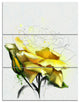 Yellow Rose Illustration Watercolor, Floral Triptych Canvas Art, 28x36, 3 Panels