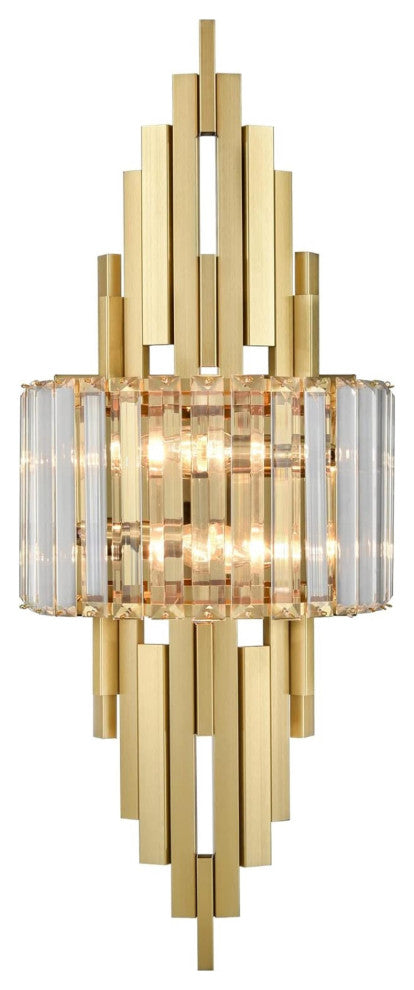 Modern Brass 2-Light Crystal Glass Wall Sconce