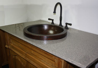 Apron Round Hammered Bathroom Copper Sink