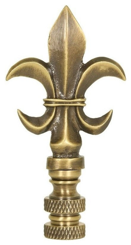 Fleur De Lis Antique Brass Lamp Finial 3"h
