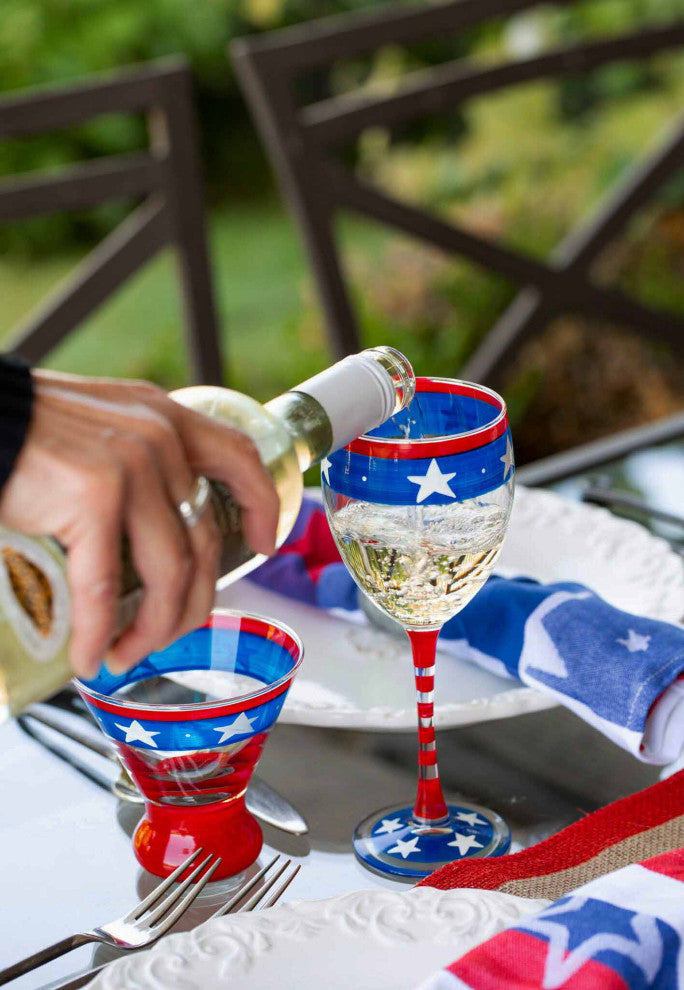 Stars and Stripes Wine Glass Patriotic Collection, Set of 2