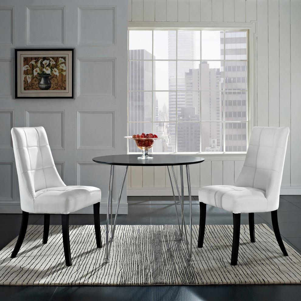 White Noblesse Vinyl Dining Chair Set of 2