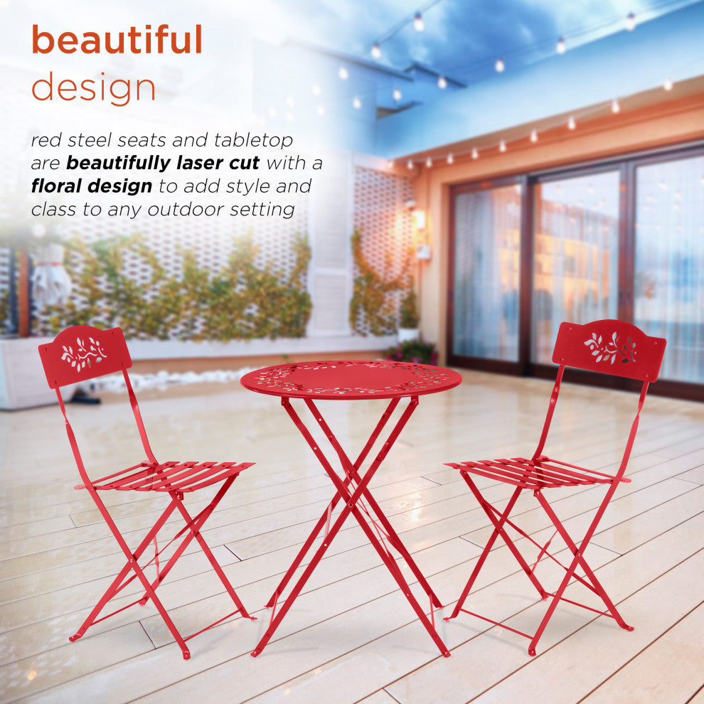 Metal 3-Piece Bistro Set, Red