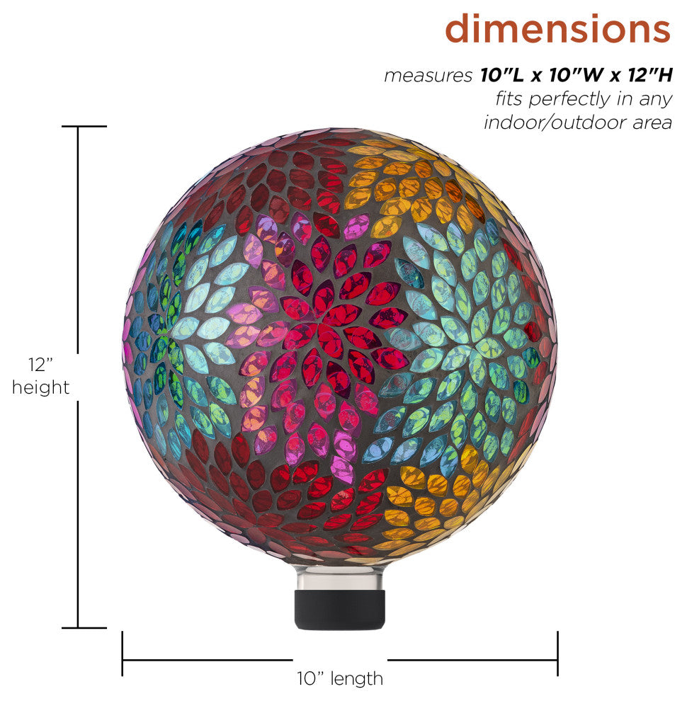 10" Colorful Mosaic Leaves Gazing Globe