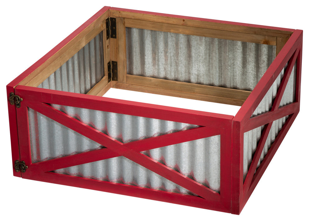 Galvanized Corrugated Metal and Wooden Tree Collar