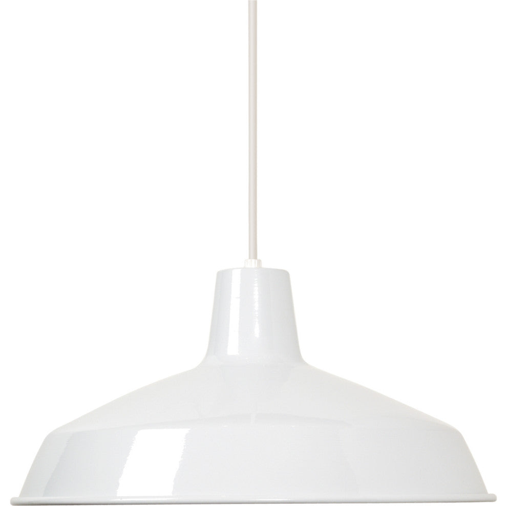 1-Light Warehouse Shade Pendant in White