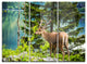 "Designart-Deer Stag near the Lake" Metal Wall Art, 3 Panels, 36"x28"