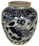 Blue and White Porcelain Fish Motif Flower Vase 8"