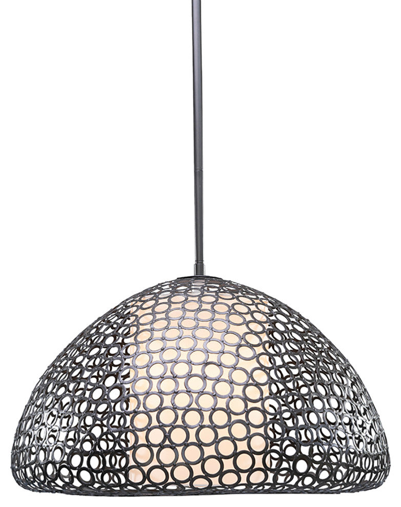 Dilston Dome Pendant Bronze, Cream Linen 3-Light 24"Lx24"Wx 13.5"H