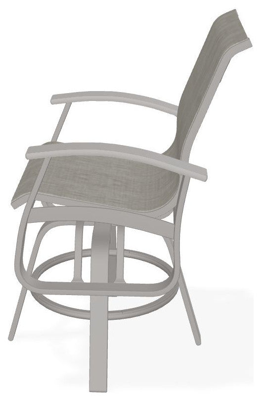 Belle Isle Sling Balcony Height Outdoor Swivel Chair, Smoke/Warm Gray