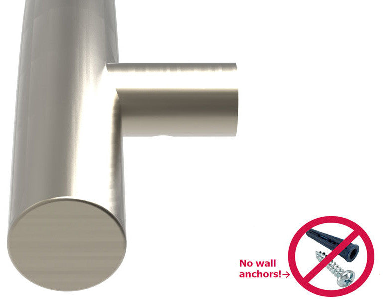 TileWare Victoria Series Straight Grab Bar, Contemporary, Brushed Steel, 36"