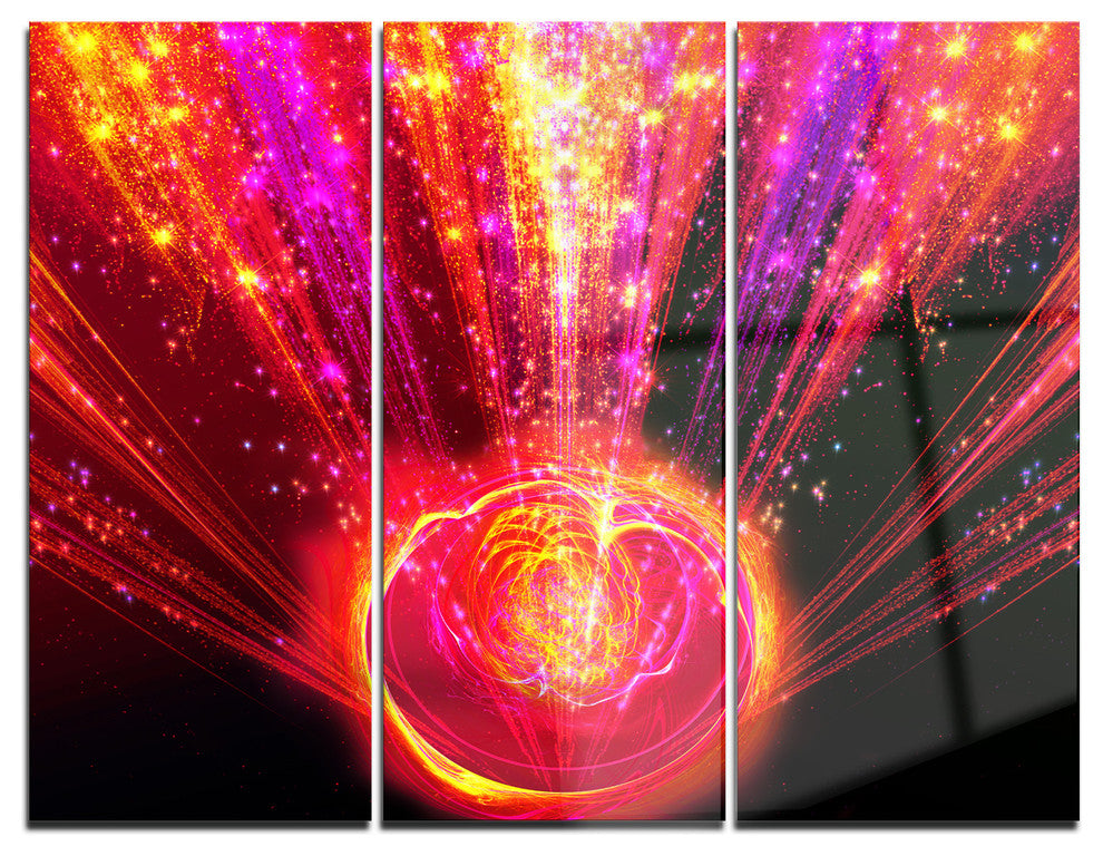 "Shining Radical Blast With Magic Ball" Metal Wall Art, 3 Panels, 36"x28"