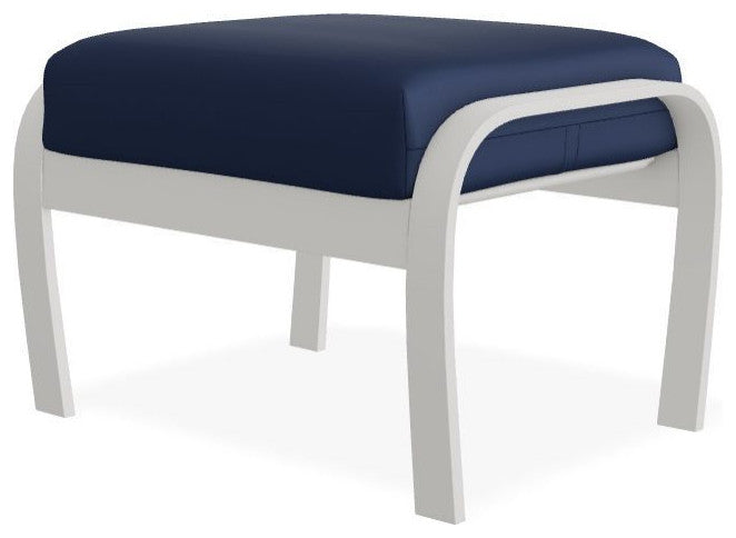 Belle Isle Cushion Outdoor Ottoman, Navy/Snow