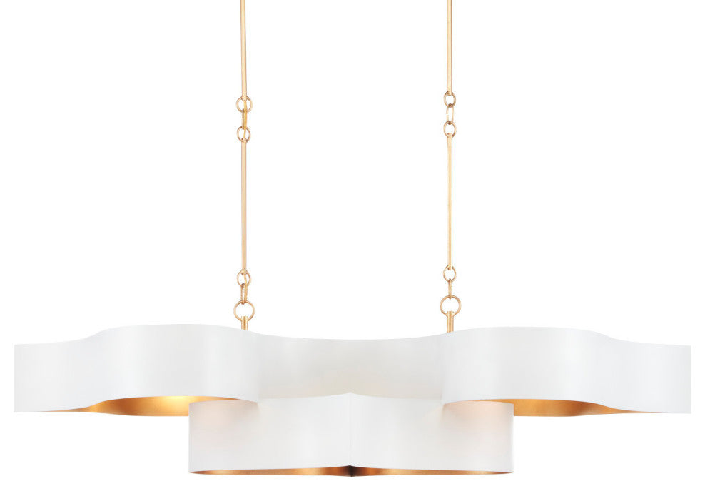 Grand Lotus White Oval Chandelier