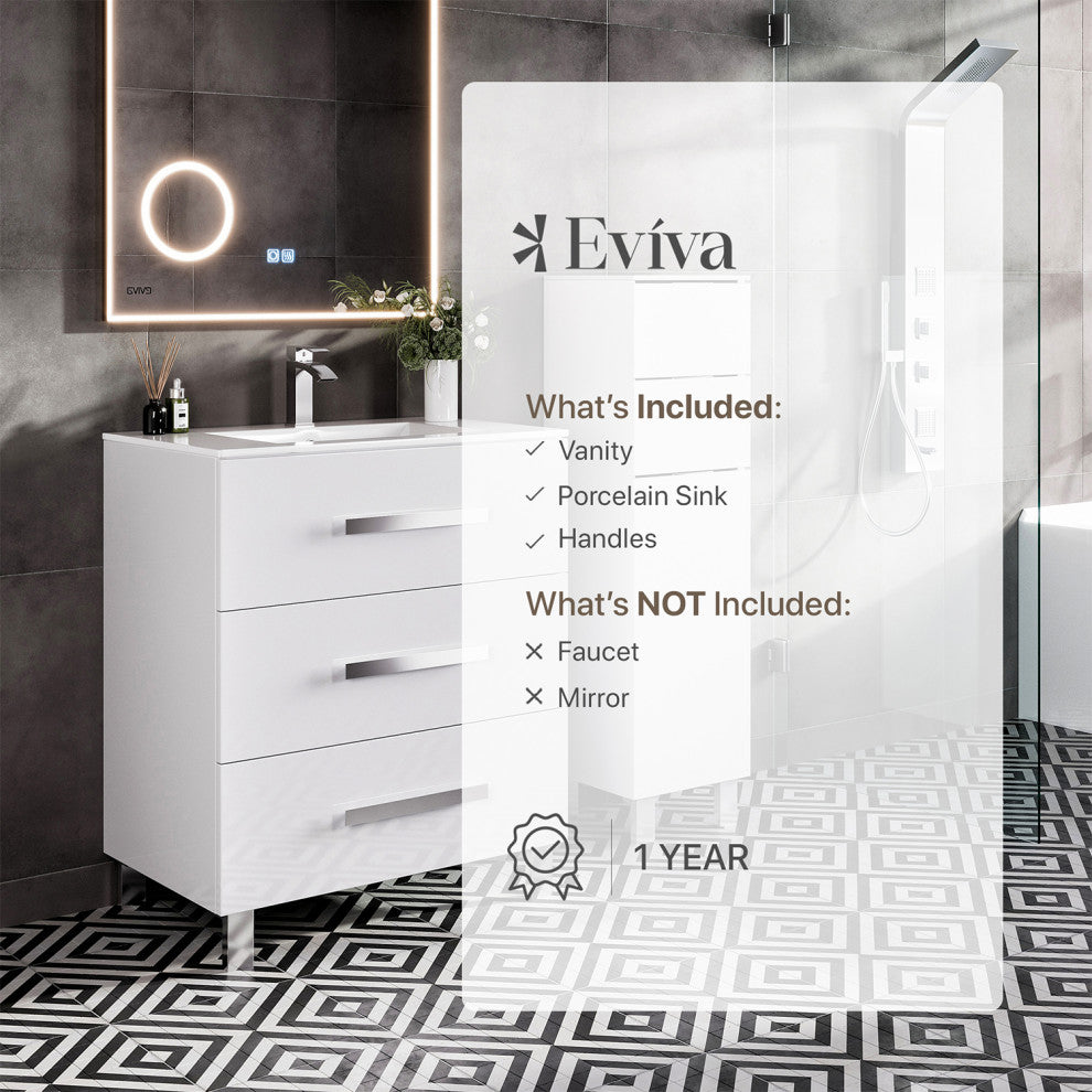 Libra Modern freestanding Bathroom Vanity With Integrated Sink, White