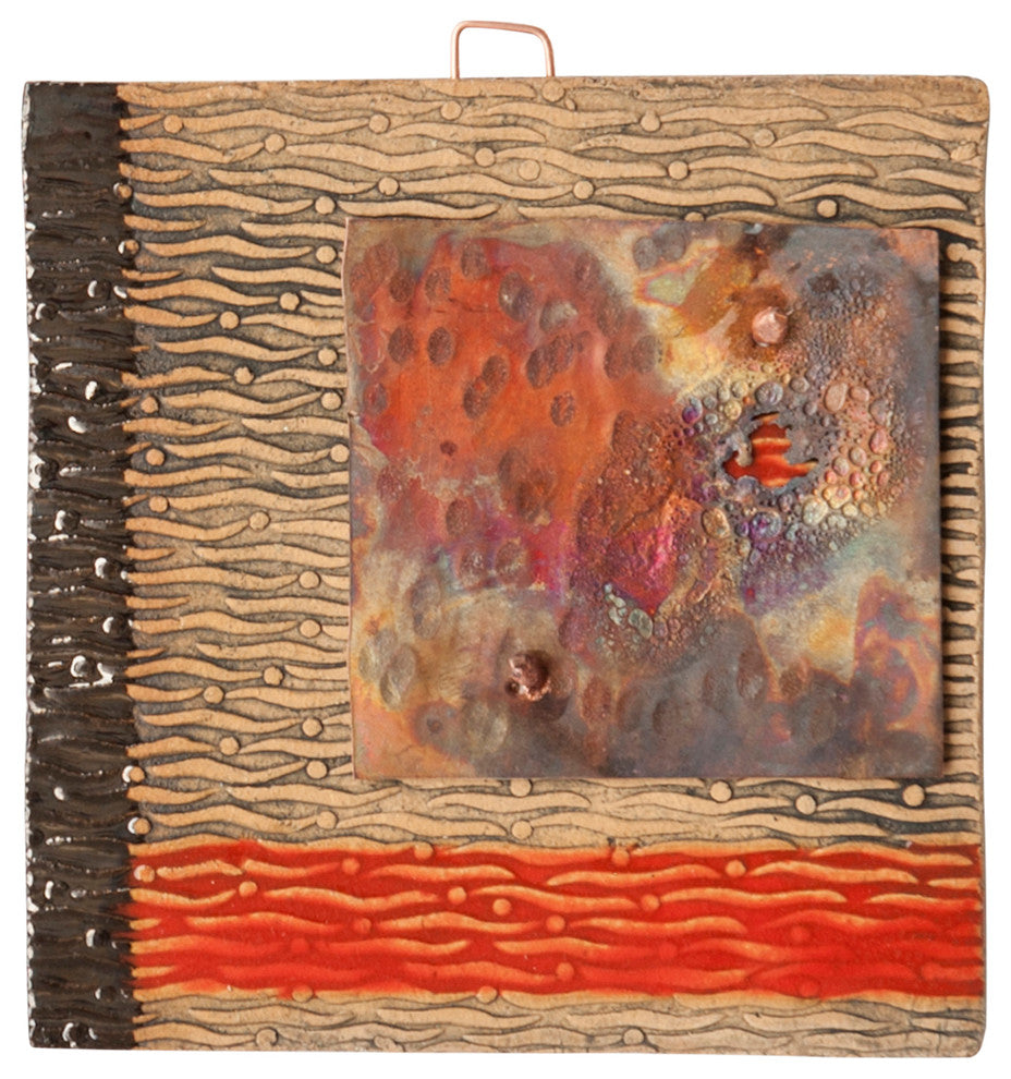 Raphael Handmade Clay And Copper Decorative Tile, 4"