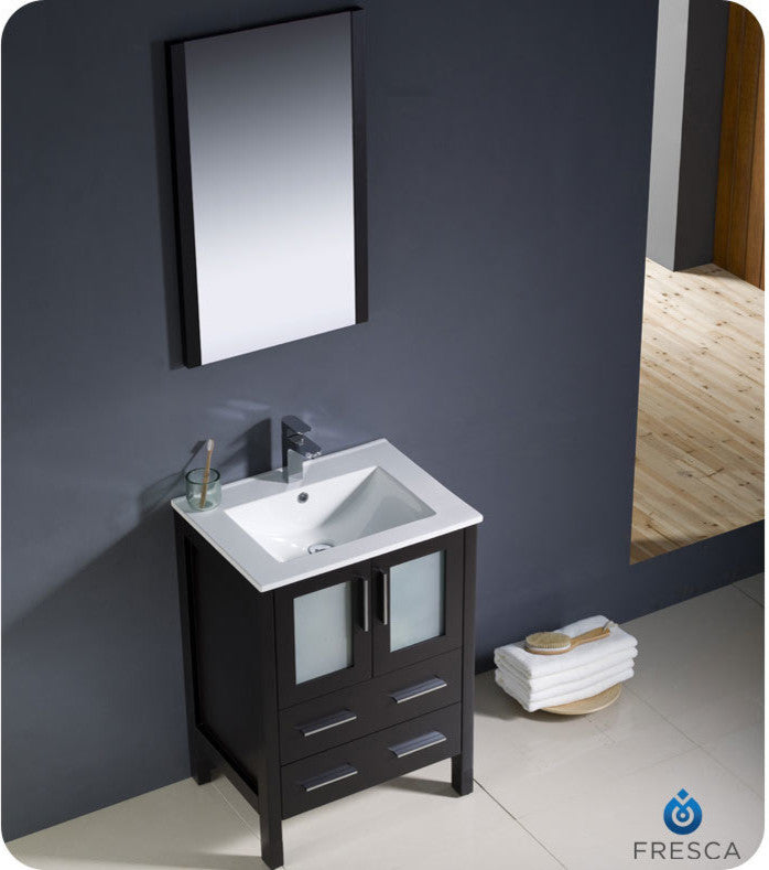 Torino 24" Espresso Modern Bathroom Vanity With Integrated Sink, FFT3111CH