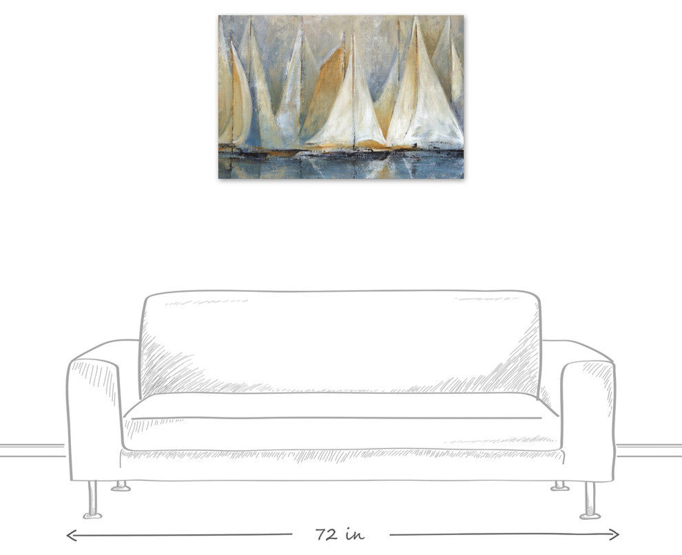 "Sailboats On Water" Canvas Wall Art, 24"x36", Unframed