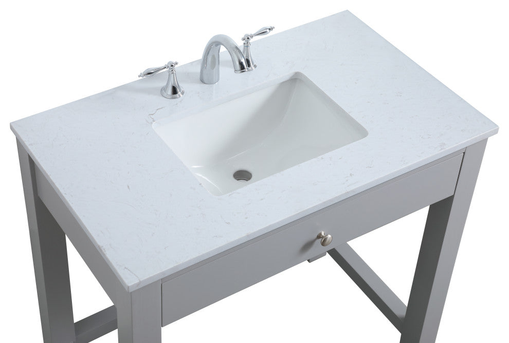 36" ADA Compliant Bathroom Vanity, Gray