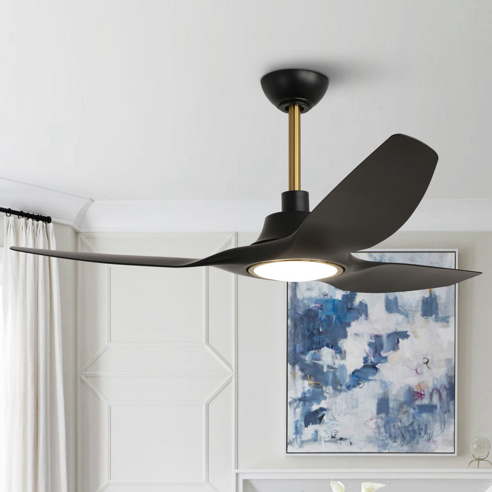52-inch Modern Black LED Smart Ceiling Fan with Remote