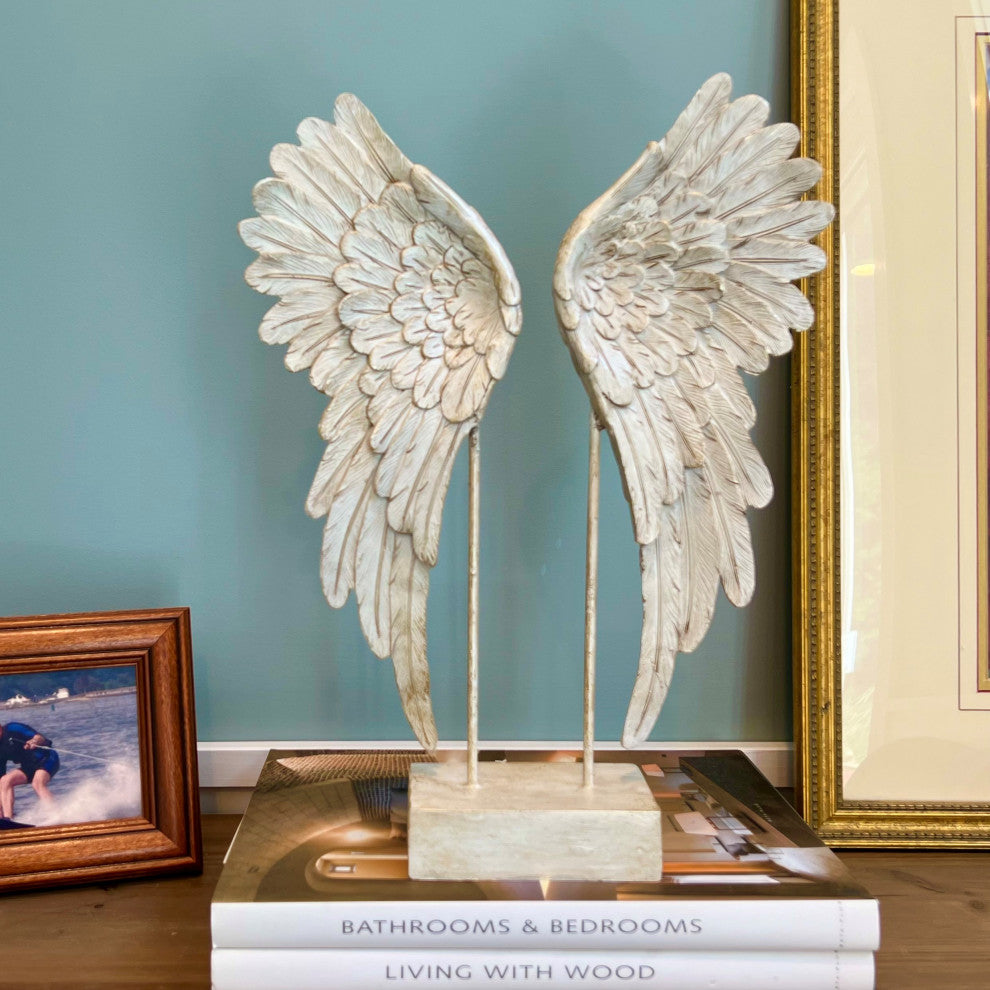 Angel Wings Decorative Free Standing Sculpture, 15 Inches