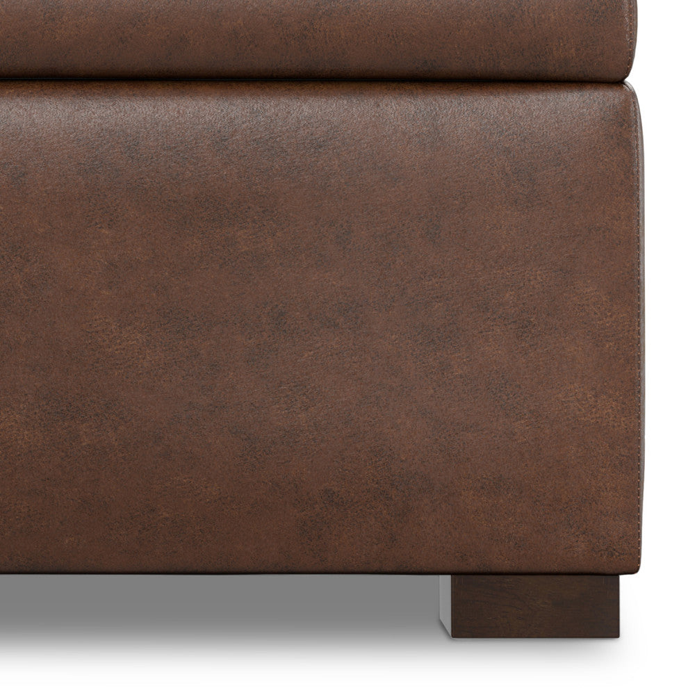 Gabbie Square Coffee Table Storage Ottoman, Distressed Chestnut Brown