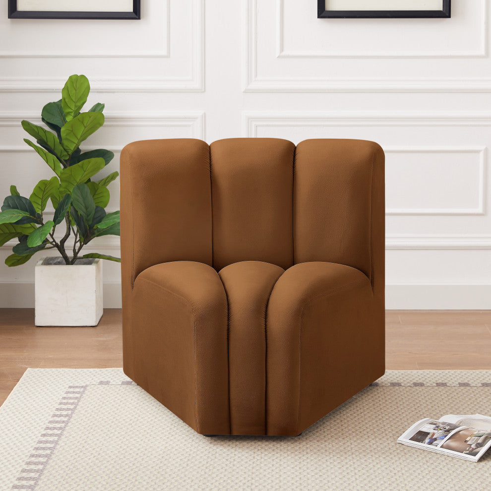 Arc Upholstered Modular Component, Saddle, 1-Piece: Curved Corner, Velvet