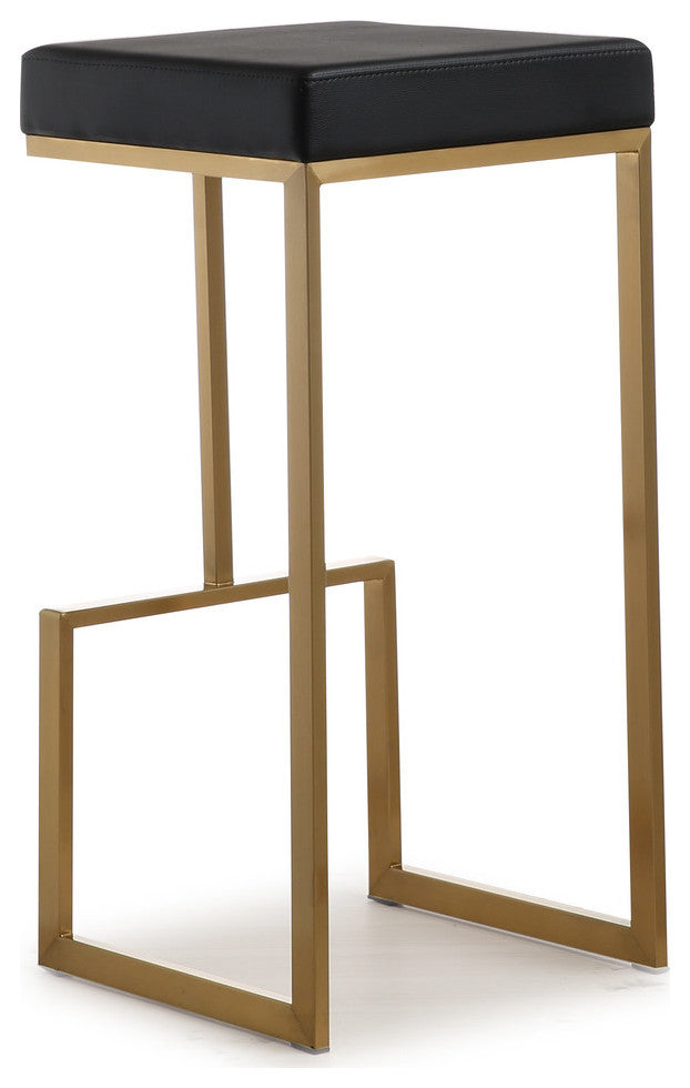 Ferrara Black Gold Steel Barstool, Set of 2