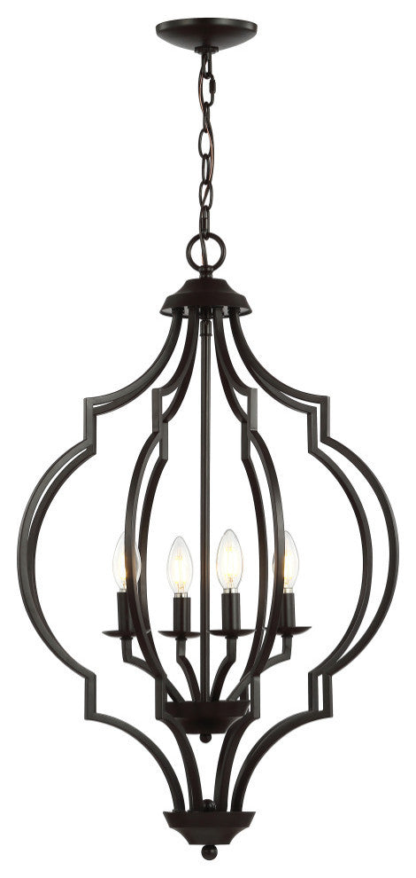 Selema 4-Light 19" Adjustable Ogee Lantern LED Pendant, Bronze by JONATHAN  Y