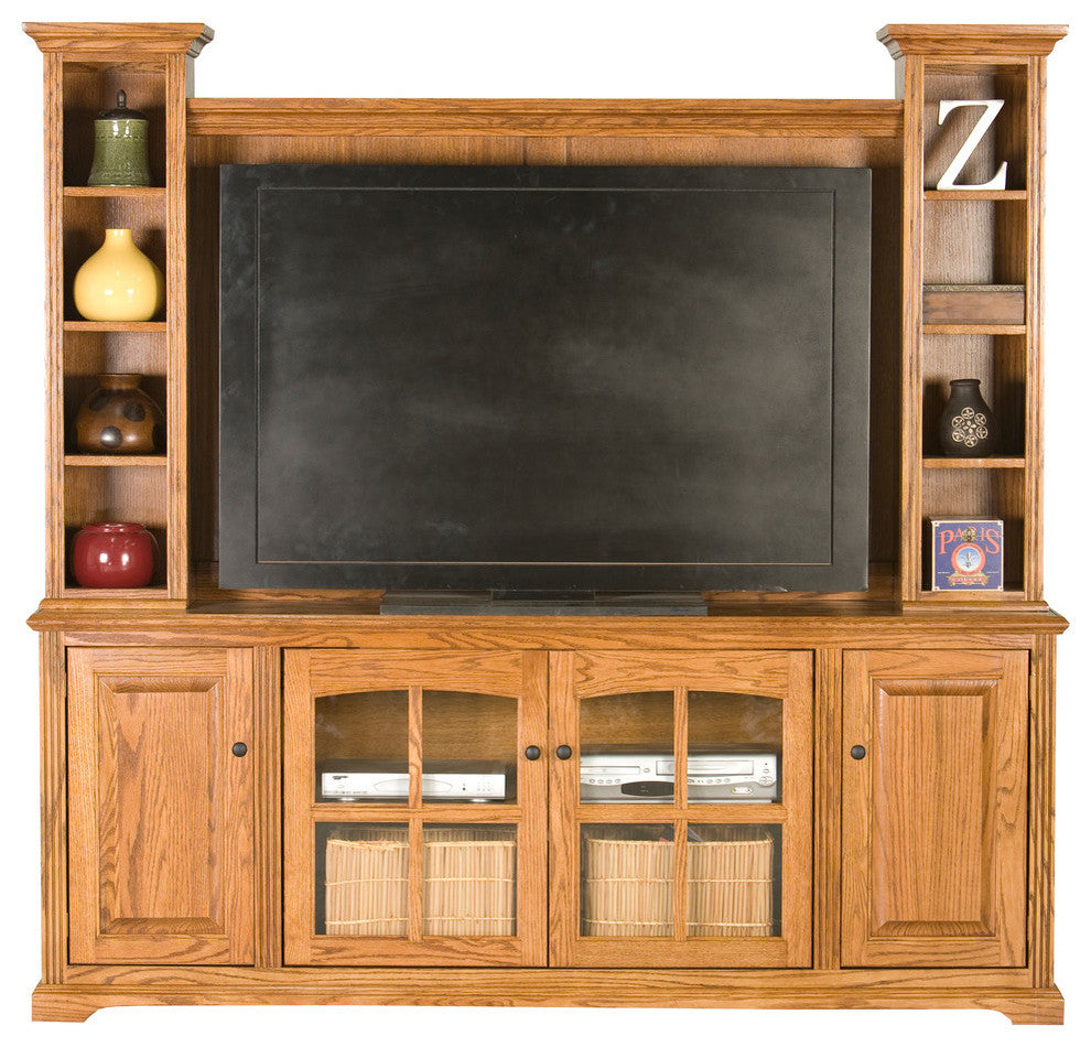 Oak Ridge 80" Entertainment Console Hutch and Base, Concord Cherry, With Hutch