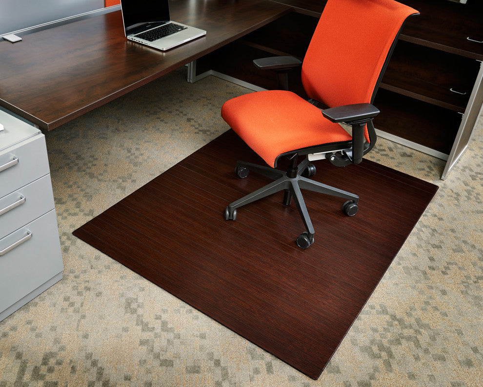 Jovert Bamboo Roll-Up Chair Mat, Dark Cherry, No Lip, 60"x48"