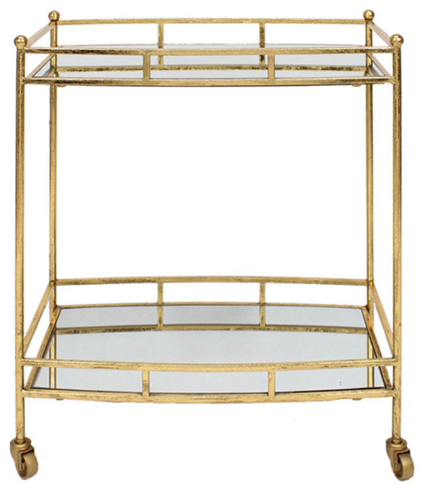 Metal 28" 2 Tier Bar Cart, Gold
