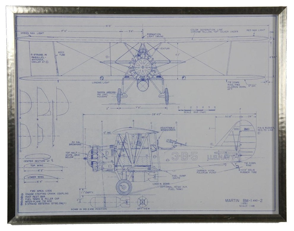 Airplane Blueprint, Silver Shadowbox