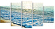 "Bright Blue Tranquil Seashore" Beach Canvas Wall Art, 5 Panels, 60"x32"