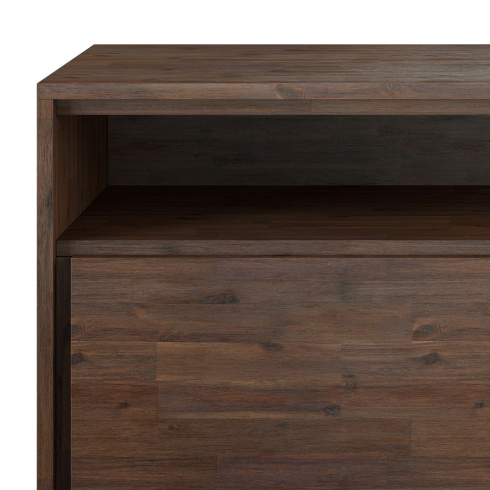 Lowry SOLID ACACIA WOOD TV Media Stand For TVs up to 70 inches, Charcoal Brown