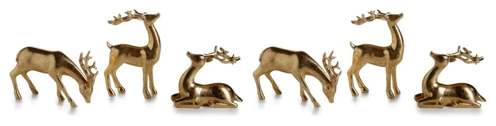 6-Piece Reindeer Christmas Figurine Holiday Decor Set, Gold
