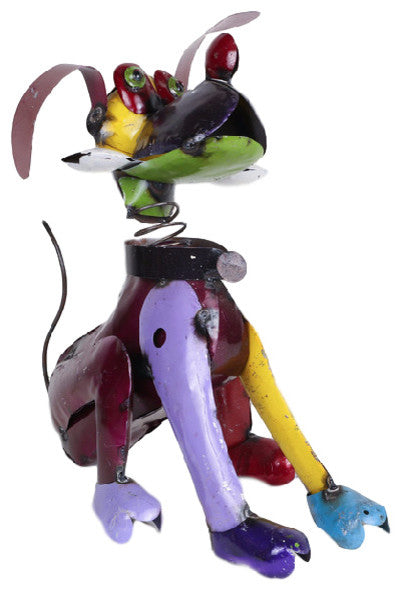 Recycled Metal Pluto Dog, Multi-Colored, Large